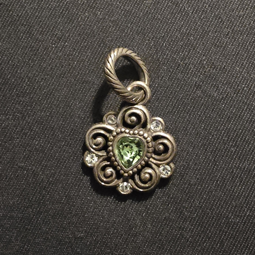 Brighton Silver Charm with Green Gemstone
